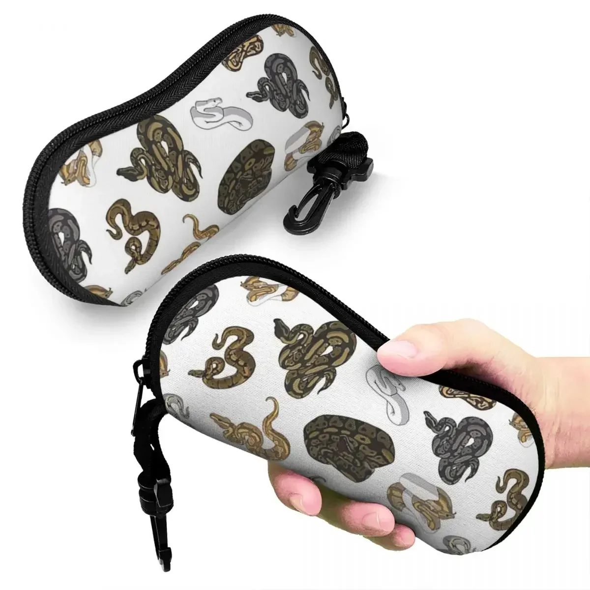 Ball Python Morph Snake Pattern Sleeveless Top Shell Glasses Case Protective Sunglasses Box Women Men Soft Eyeglasses Bag Pouch