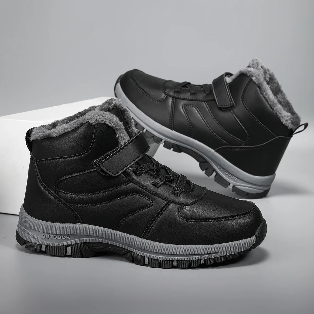 

Snow Men's Boots Fashion Shoes For Men Hiking Ankle Boots Warm Fur Men's Winter Shoes Casual Working Shoes Male Footwear