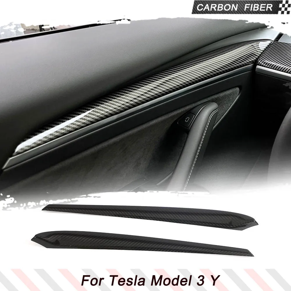 

Dry Carbon Car Interior Front Door Panel Trim For Tesla Model 3 Y 2021-2023 Inner Door Moldings Trim Decoration Accessories