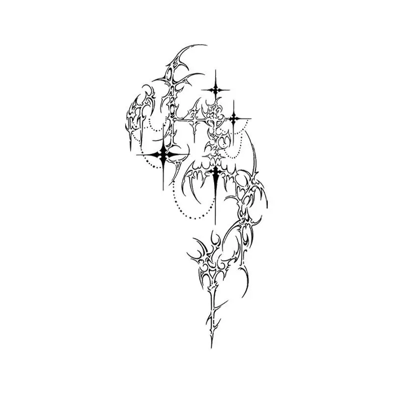 Sexy Kräuter Stern Dorn Temporäre Tattoo für Männer Frauen Arm Punk Kunst Gefälschte Tattoo Aufkleber Wasserdicht Dauerhafte Tatuajes Temporales