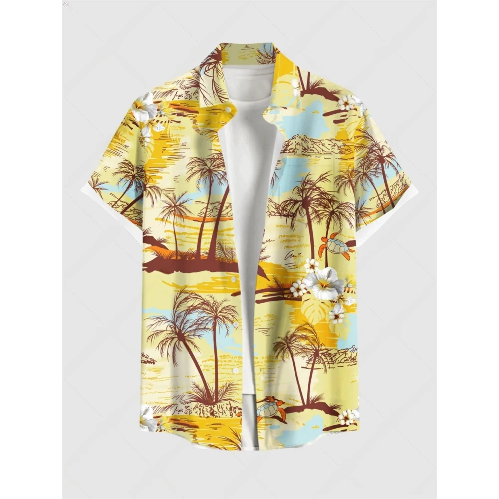 Hawaii-Hemden, botanischer Blumendruck, Sommer, Strand, Urlaub, Hemden, kurzärmeliges Hemd, Freizeithemd für Herren, kurzärmeliges T-Shirt