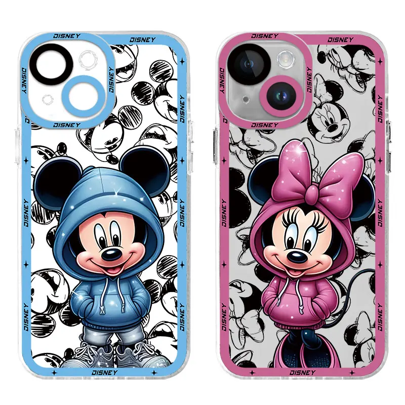 Disney-funda de silicona para teléfono móvil, carcasa de Mickey y Minnie para iPhone 15, 14, 11, 12, 13 Pro Max, 12 Mini, 7, 8, XR, X, XS MAX, SE2