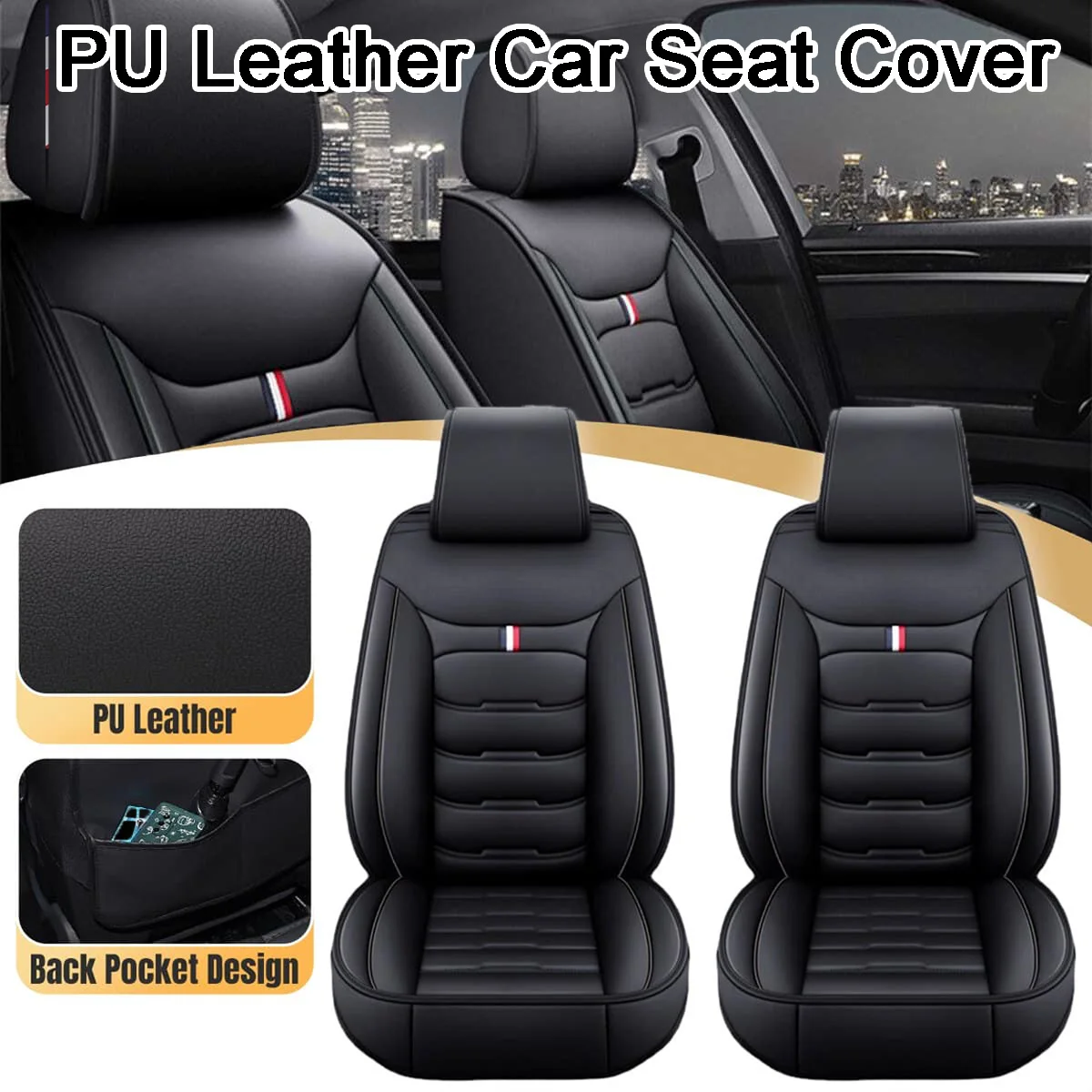 

Универсальный чехол на автомобильное сиденье из искусственной кожи, дышащий, мягкий, полностью закрытый чехол на четыре сезона для большинства автомобильных сидений, аксессуары