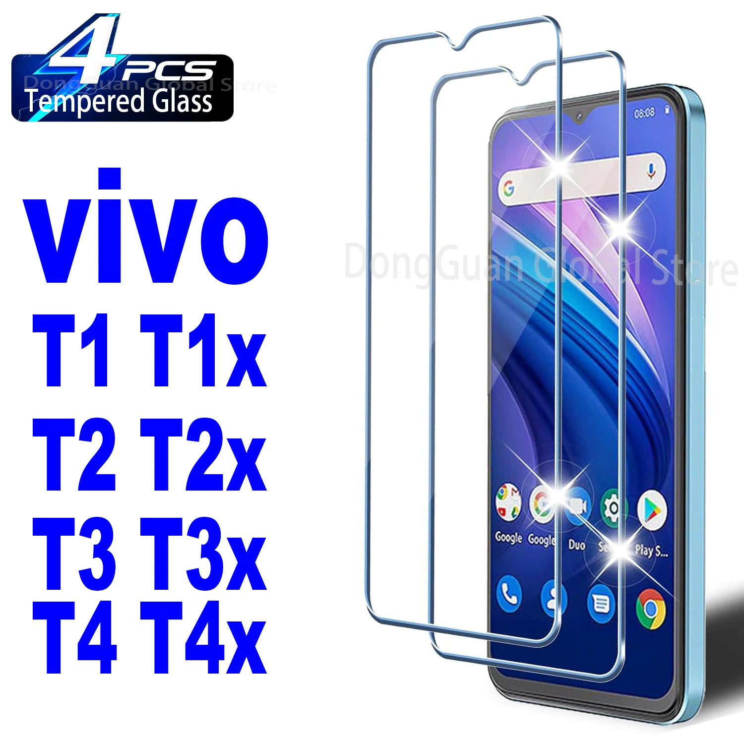 

4 шт. закаленное стекло для Vivo T1 T2 T3 T4 T1x T2x T3x T4x Lite закаленное стекло защитная пленка для экрана