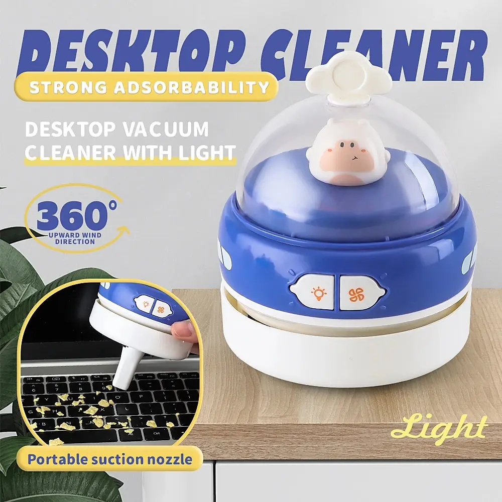 Cute Desktop Cleaner Portable 360° Upward Wind Vacuum Cleaner USB Mini Cartoon Desktop Vacuum Strong Adsorbability Cleaner