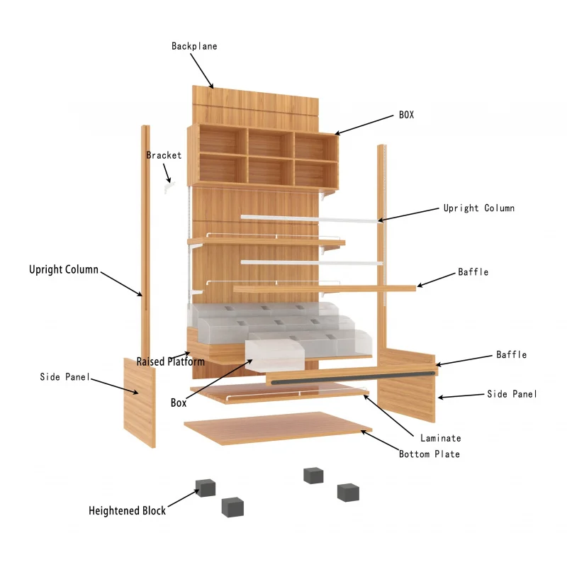 custom.Commercial Snack Display Stand Wood Bulk Food Displays Customized Nuts Grains Racks Candy Rack Display