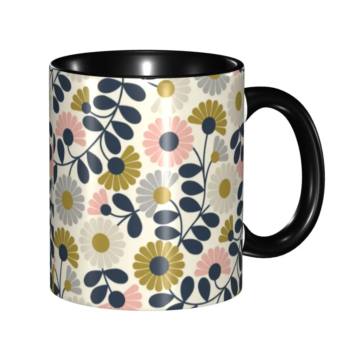 Custom Orla Kiely Flower Scandinavian Geometric Style Coffee Mug DIY Ceramic Tea Milk Cup