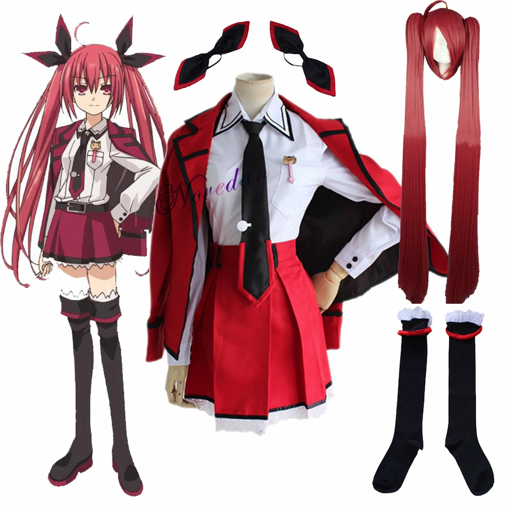 Anime DATE A LIVE Itsuka Kotori Cosplay Costume Women SchoolGirl JK School Uniform Halloween Party Wig Full Set Fancy Dress Suit