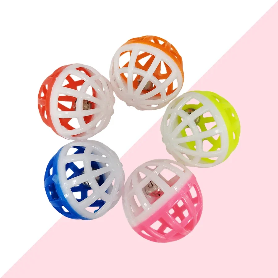 10pcs/set Plastic Cat Pet Sound Toy Cat Toys Hollow Out Round Pet Colorful Playing Ball Toys With Small Bell Cat Products