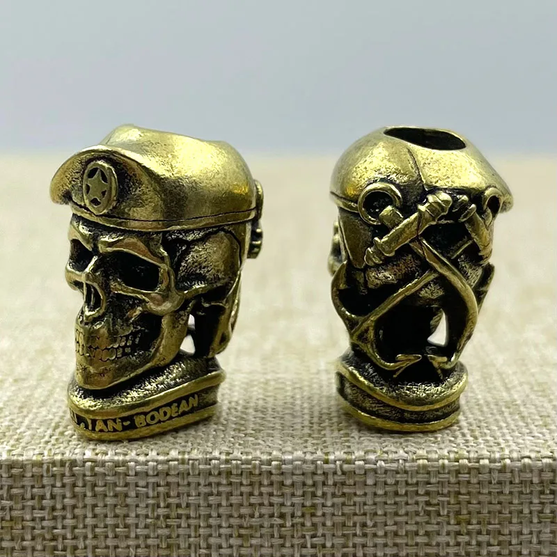 Brass EDC Five-pointed Star Hat Russian Skull Soldier Knife Beads Lanyard Pendants Jewelry Metal Copper Paracord DIY Accessories - view 3