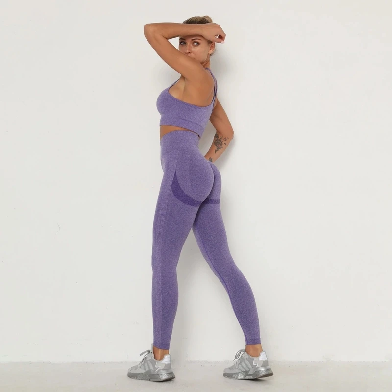 Conjunto de 3 piezas para mujer, conjunto de Yoga sin costuras, mallas de entrenamiento Sexy para gimnasio, Sujetador deportivo ajustable