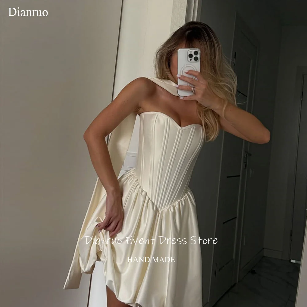 

Dianruo Ribbons Lace Up Back Prom Dresses Short Pleated Party Gowns 2025 High Quality Vestidos De 15 Quinceañera Customized