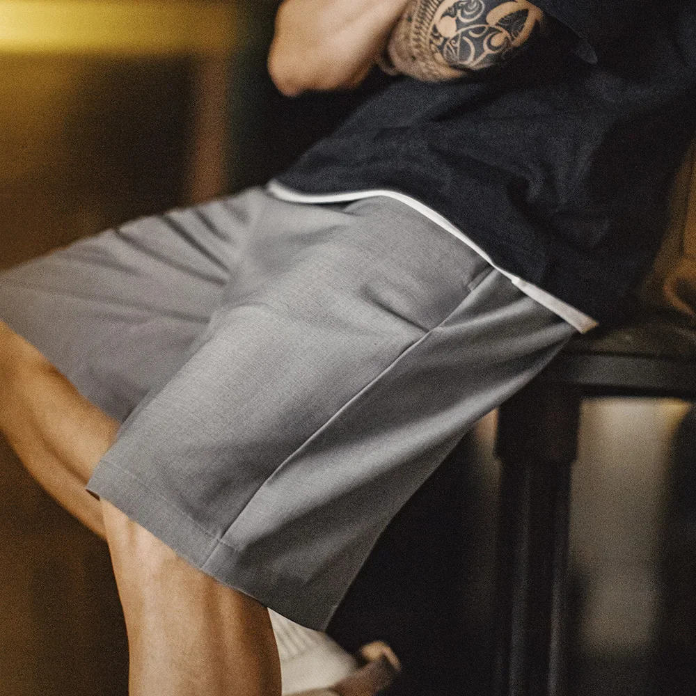 

Maden повседневные однотонные легкие костюмные шорты мужские летние офисные шорты с эластичной резинкой на талии и карманами универсальные деловые брюки в стиле чино