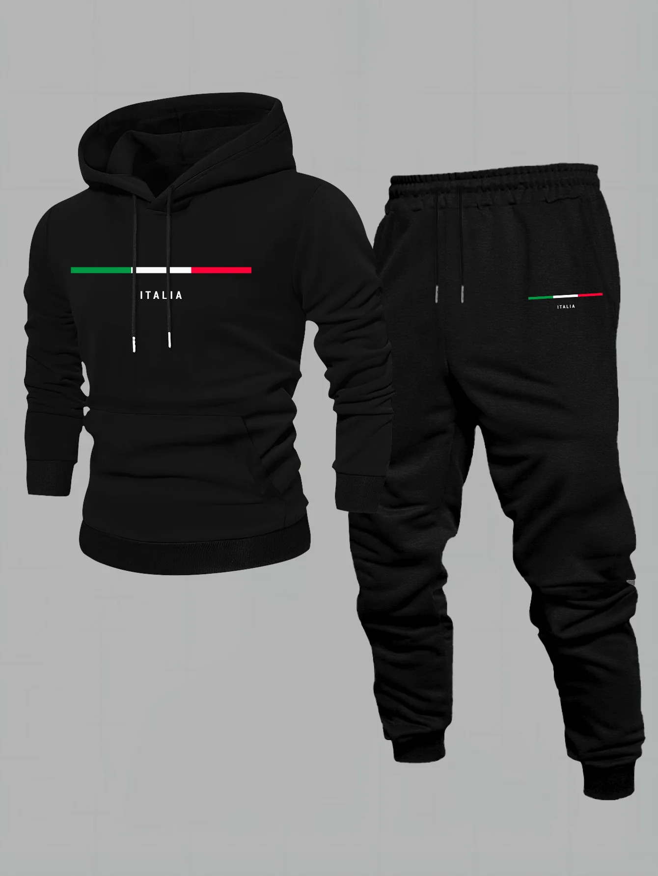 Ensemble de survêtement assorti pour hommes et femmes, sweat à capuche imprimé graphique et pantalon à cordon de serrage, tenue décontractée en deux pièces pour l'automne et l'hiver.