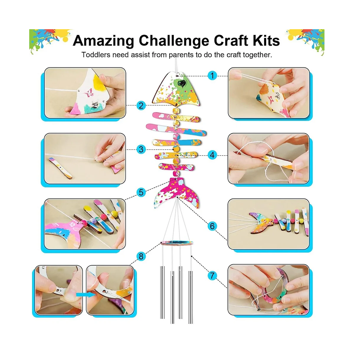 Make A Wind Chime Kits- Arts and Crafts for Child Ages 4 5 6 7 8 DIY Kids Crafts Kits Christmas Birthday Gifts