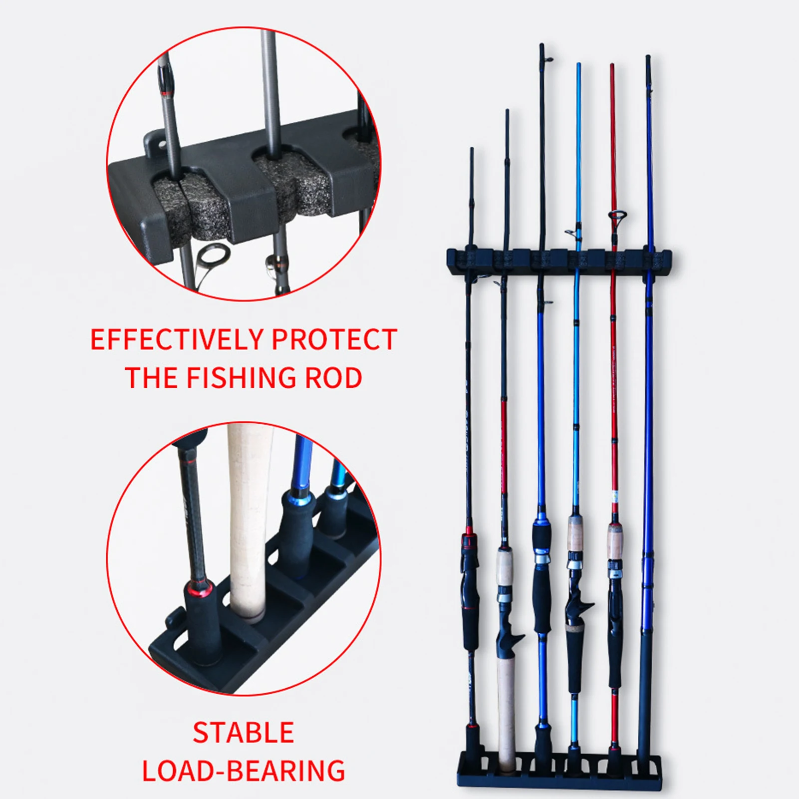 

Fishing Rod Storage Rack Plastic Wall Mounted Fishing Rod Holder Vertical Display Rack Storage Organizer For Fishing Accessories