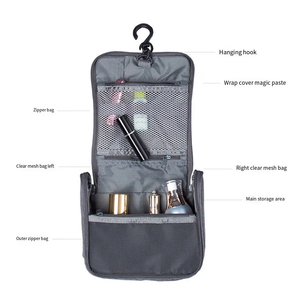 Hanging Toiletry Bag Suitable For All Kinds Of Cosmetics Travel Hanging Toiletry Wash Bag Grey S