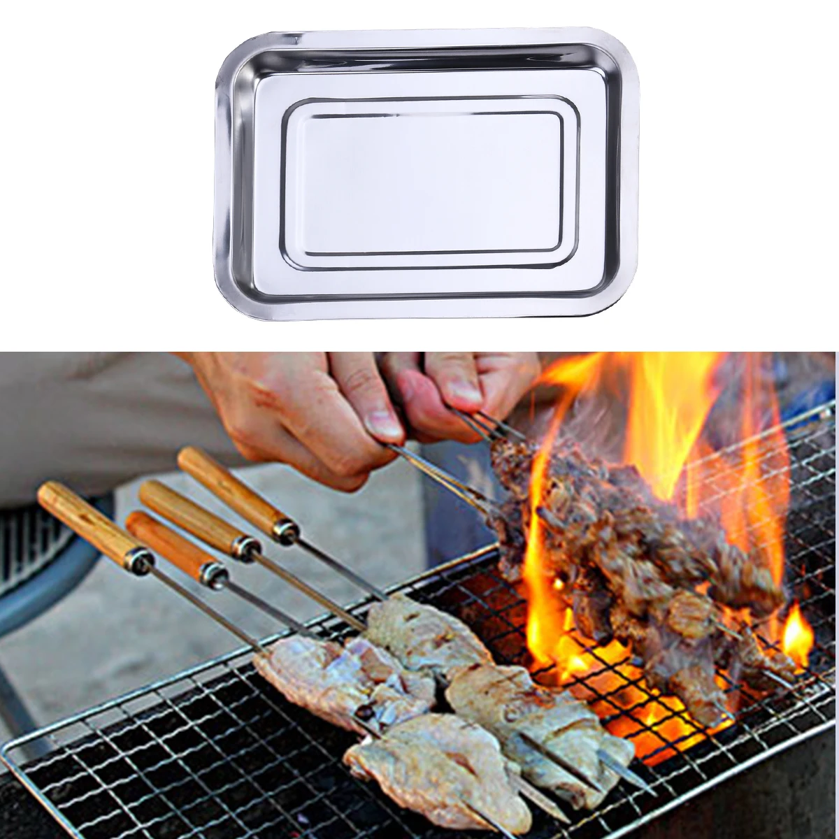 

Stainless Steel Grill Plate 36X27X4.8Cm Reusable Dish Drying Tray Rustproof Light Weight Smooth Surface Kitchen Pan Holder Oven