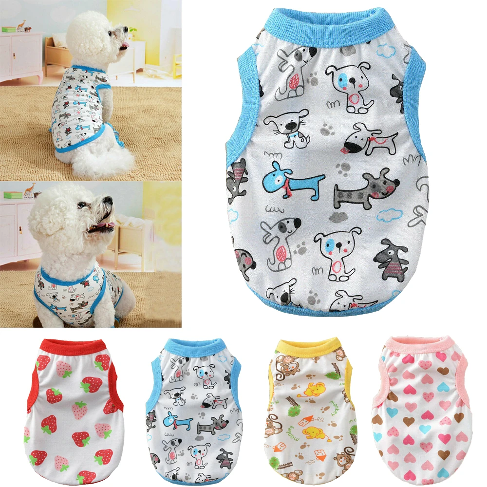 Summer Dog Shirt Cotton Casual Pet Vest Comfortable Dog Costume Puppy T-Shirt Breathable Dog Clothes