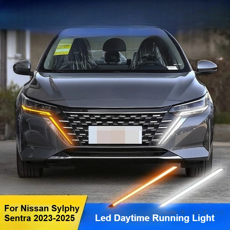

Для Nissan Sylphy Sentra 2023 2024 2025 передняя решетка светодиодный Dymanic указатель поворота дневные ходовые огни аксессуары
