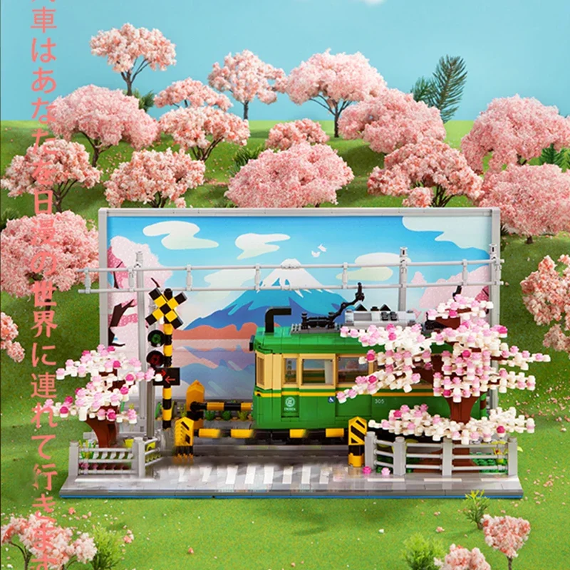 

1921PCS Kamakura Train Building Blocks Japanese Street View Classic Anime Scene Model Bricks Set With Mini Figures Kids Toy Gift