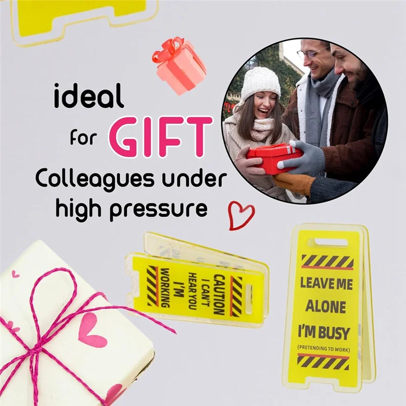 AT93-Funny Sticky Note Holder - 6 Pack Note Holder Clips, Overstimulated Desk Sign For Office, Hilarious Desk Signs