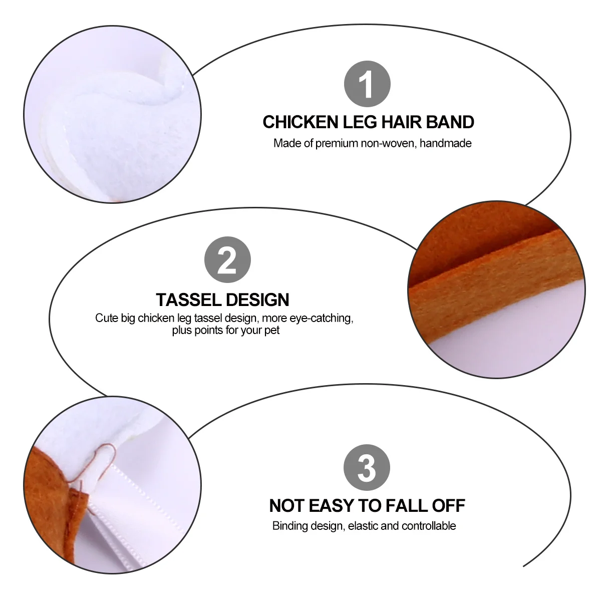 

2Pcs Pet Hairband Chicken Leg Shape Creative Headband for Pet Party Festival Photography Decorative Hair Hoop Accessories