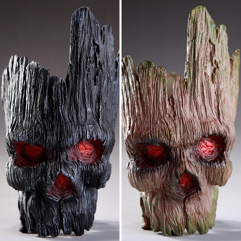 

Готические черные горшки с черепом, цветочные горшки на Хэллоуин, контейнер для домашней вечеринки, бара, декоративные украшения для цветочного горшка