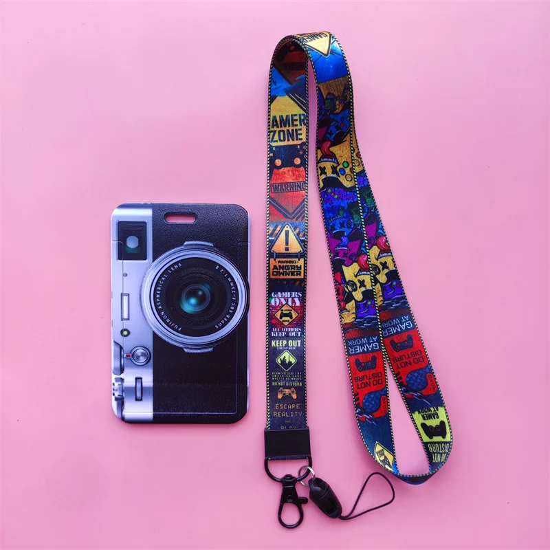 Retro Tape Card Holder Lanyard Camera Neck Strap Credit Card Case ID Badge Holders Credentials Protection Card Holders