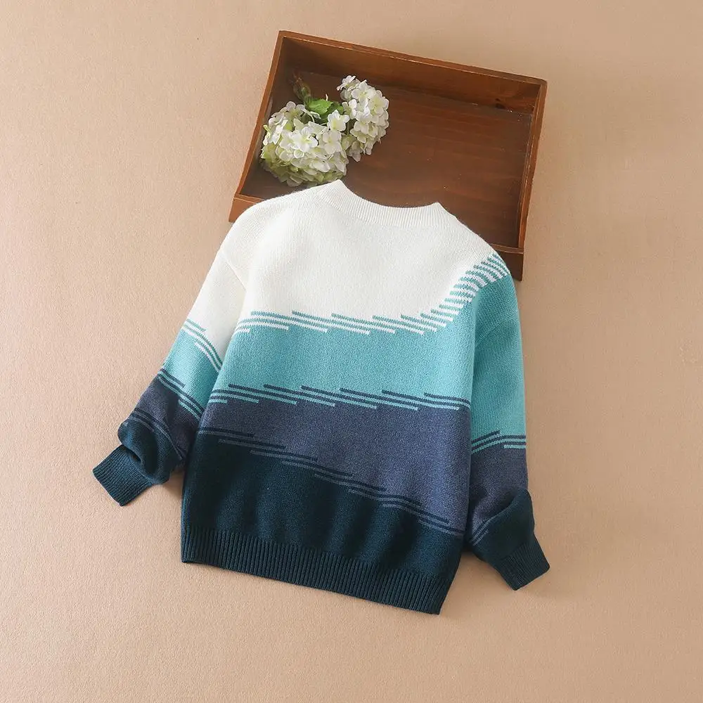 Tween Boys' Casual Round Neck Color Block Long Sleeve Sweater Clothing For Autumn/Winter Kids Knitwear for Boys