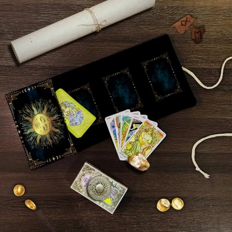 حقيبة تخزين البطاقات ذات الطابع الغامض والمتانة من نسيج البوليستر الكتان، أعمال فنية ملونة، مقاومة للماء، قابلة للطي من أجل #2