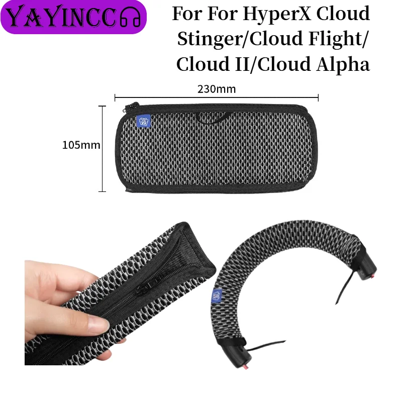

Head band For HyperX Cloud Stinger/Cloud Flight/Cloud II/Cloud Alpha Headphone Mesh fabric zipper head beam protective cover