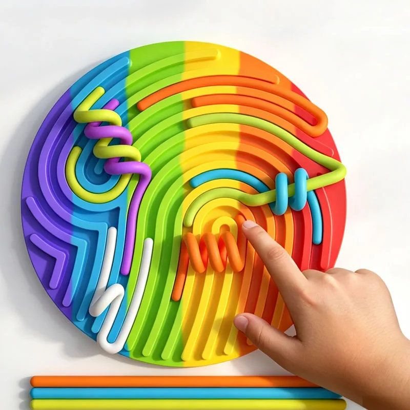 Silicone Fidget Sensory Activity Board Quiet Calming Down Anxiety ADHD Autism Stress Relief Toys Gifts for Kids Boys Girls
