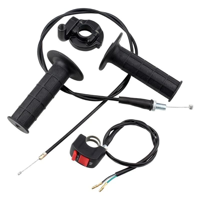 D0UC Wear Resistant Heavy Duty ABS Throttles Grip Set With Seamless Killing Switches Functionality For 50CC 150CC 250CC Bikes