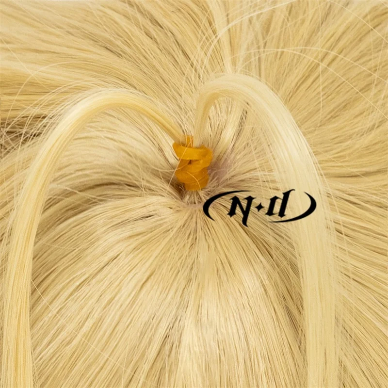 شعر مستعار طويل أصفر ذهبي ، مقاوم للحرارة ، شعر اصطناعي Kanekalon ، شعر مستعار أنيمي ، شوجو ، شارا ، تسوكيياوتاو تأثيري ، حزب المعرض