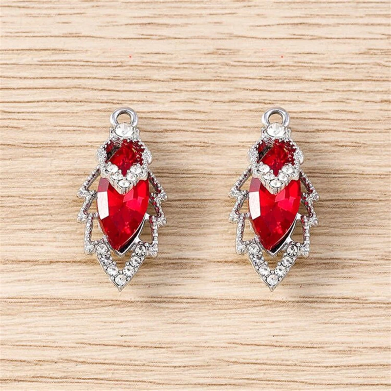 10 Stück 13 x 26 mm modische bunte Kristallbaum-Blatt-Charms-Anhänger für Schmuckherstellung, Halsketten, Ohrringe, Armbänder, DIY-Handwerk, Geschenk – Detail 8