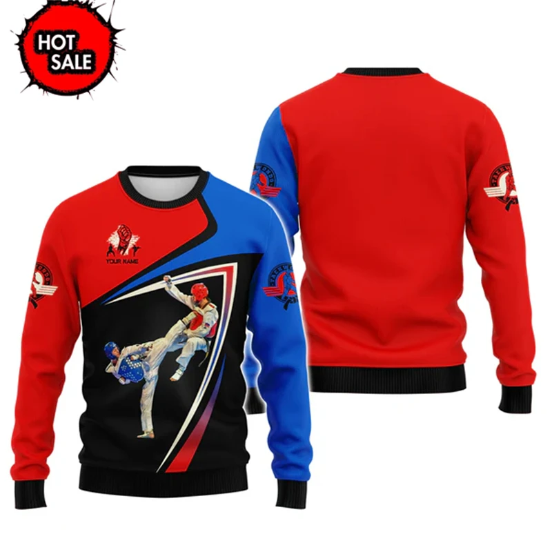 New Custom 3D Print Taekwondo Pattern Man O-Neck Sweaters Men Casual Boy Girls Tops Oversized Fashion Kids Sweatshirts Wholesale