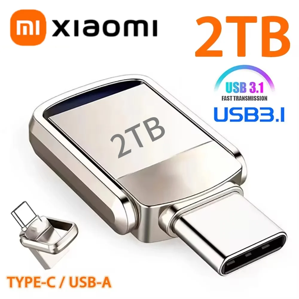 Xiaomi Mini 2TB USB Drive Flash High Speed USB 3.0 Flash U Disk Type-C Dual-use Mobile Phone Computer Metal Memory Stick New