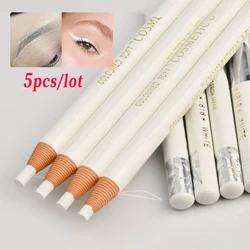 Lápis de sobrancelha Microblading impermeável, Permanent Tattoo Makeup Marker, Permanente natural para pele cirúrgica, branco, 5Pcs, 1818