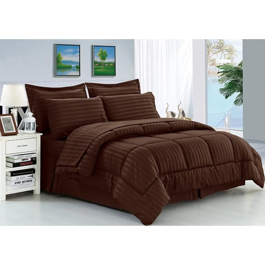 

Brown 8 Piece Bed in a Bag Comforter Set with Sheets Queen