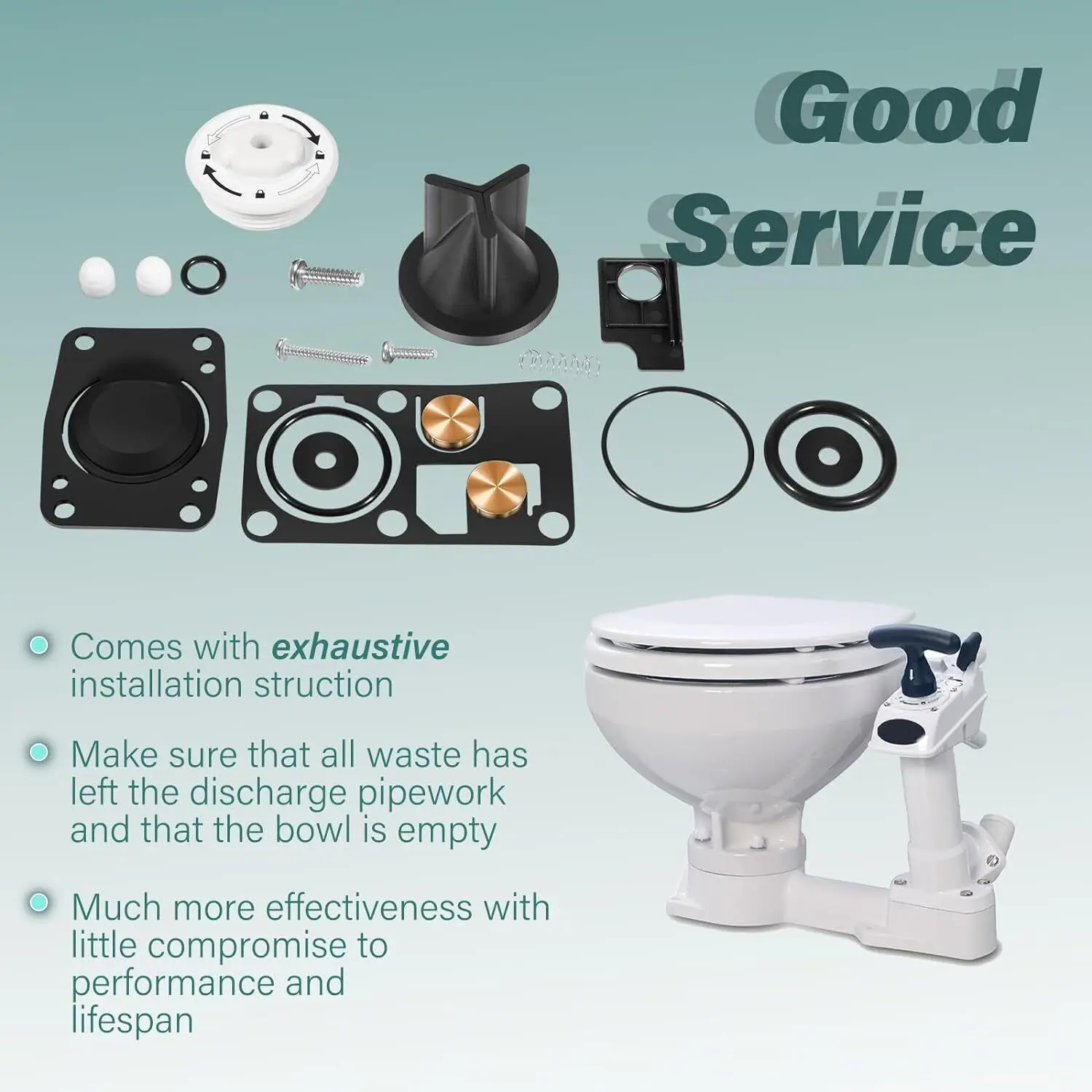 TML Replacement for Jabsco 29045-3000 Marine Manual Toilet Service Kit Fit for 29090-3 & 29120-3 Series Toilet (2008 to 2023)