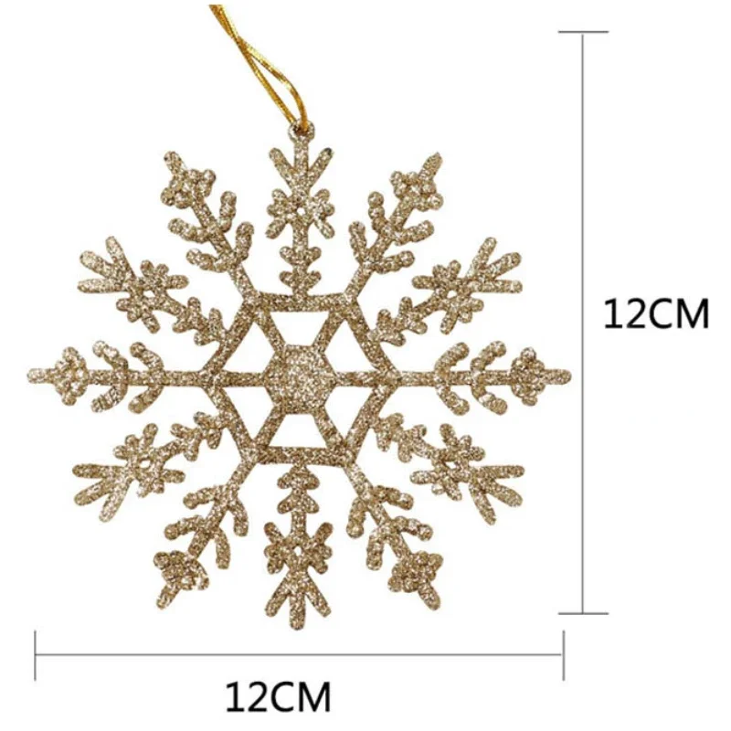 Christmas Pendant & Drop Ornaments - 12cm Plastic Fake Snowflakes Xmas Tree Decoration Accessories - Set of 3 Snowflake Pendants