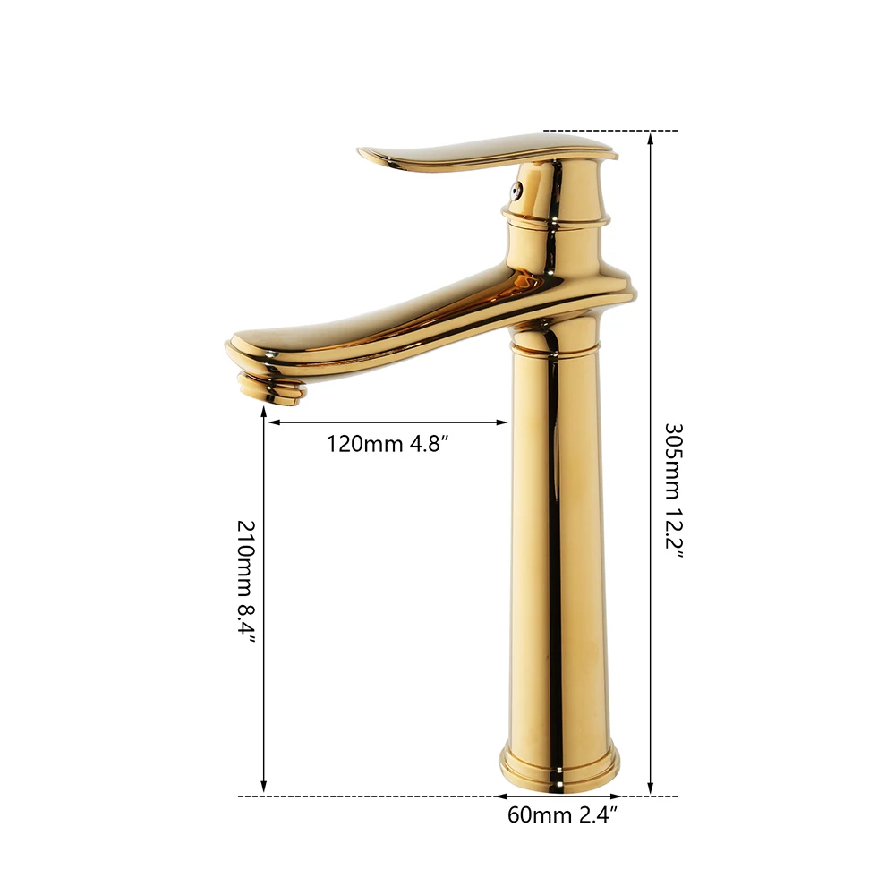 YANKSAMRT Modern Luxury Gold Plated Long Solid Brass Bathroom Basin Sink Faucets Golden Polished Deck Mounted Faucet Mixer Tap