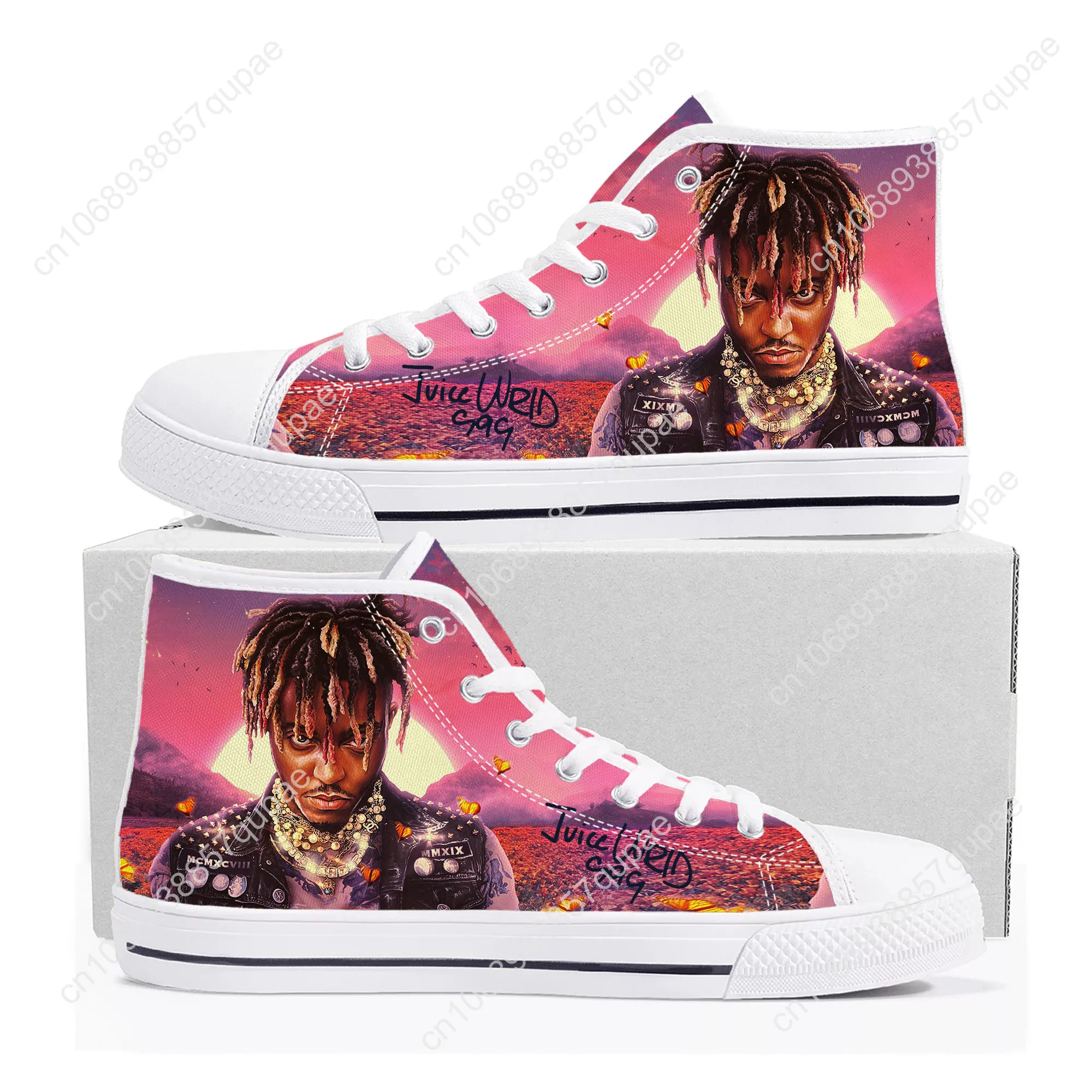 

Juice Wrld Hip Hop Rapper High Top High Quality Sneakers Mens Womens Teenager Canvas Sneaker Casual Couple Shoes Custom Shoe