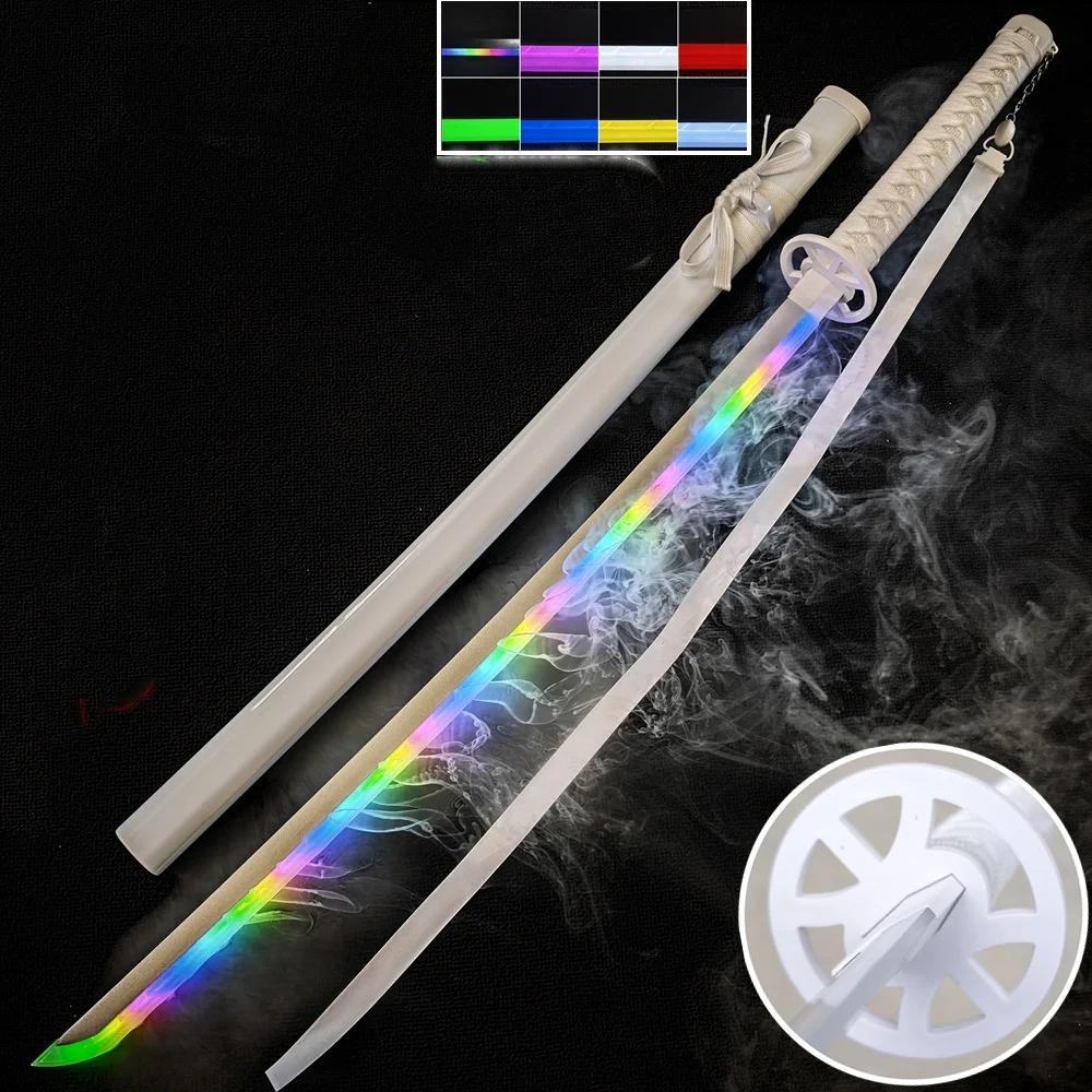40 Zoll Rukia Weißes Katana Original Samurai-Säbel Bleach Anime-Schwert Cosplay-Requisite Originalgröße Japanisches Katana Ninja-Messer Deko-Geschenk