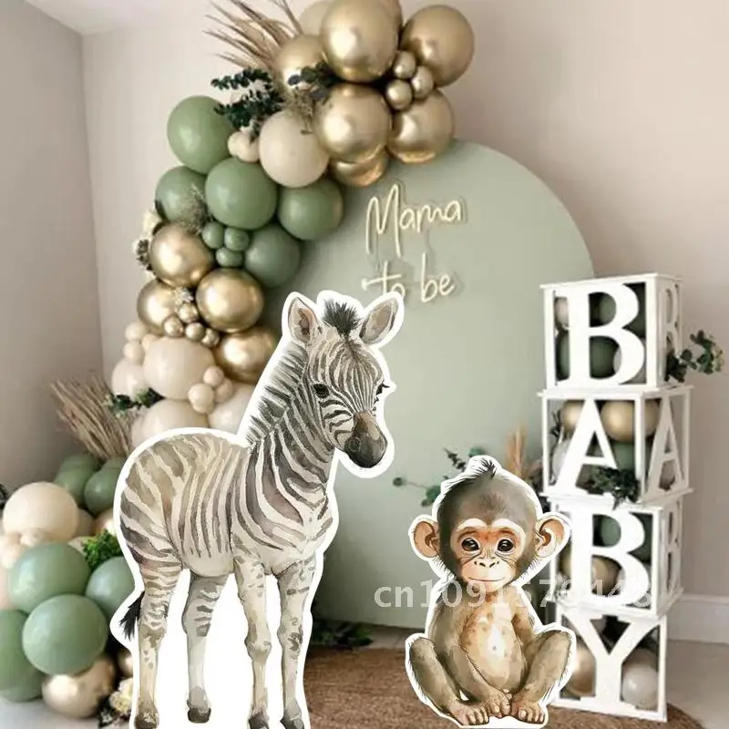 Jungle Safari Decorations Zebra Monkey Cut Outs Elephant Lion Party Backdrop Props First Birthday Party Baby Shower Decor