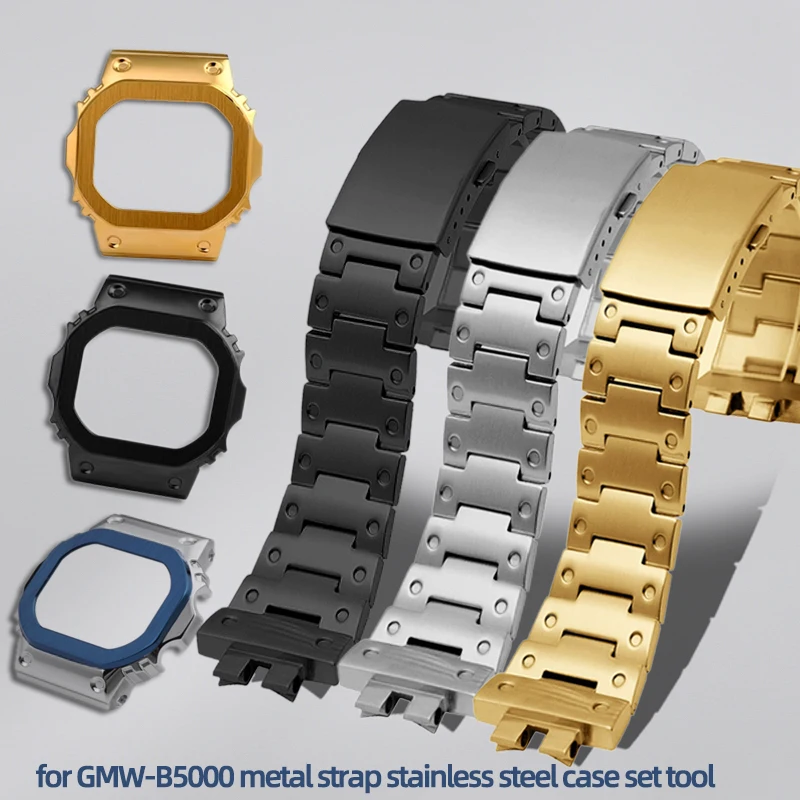 New mod kit case GMWB5000 bracelet for Casio G-SHOCK 40th anniversary GMW-B5000 series metal strap stainless steel case set tool