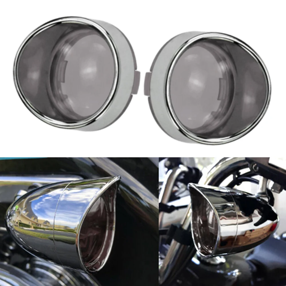 

2Pcs Motorcycle Turn Signal Light Lens Cover Bezels Smoked/Amber Lens For Harley Touring Softail