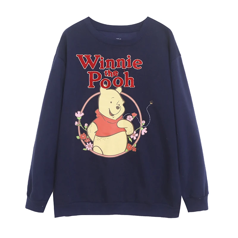

Loose Fit Cartoon Anime Embroidered Fleece Hoodie Casual Versatile Long Sleeve round Neck Sweatshirt for Women