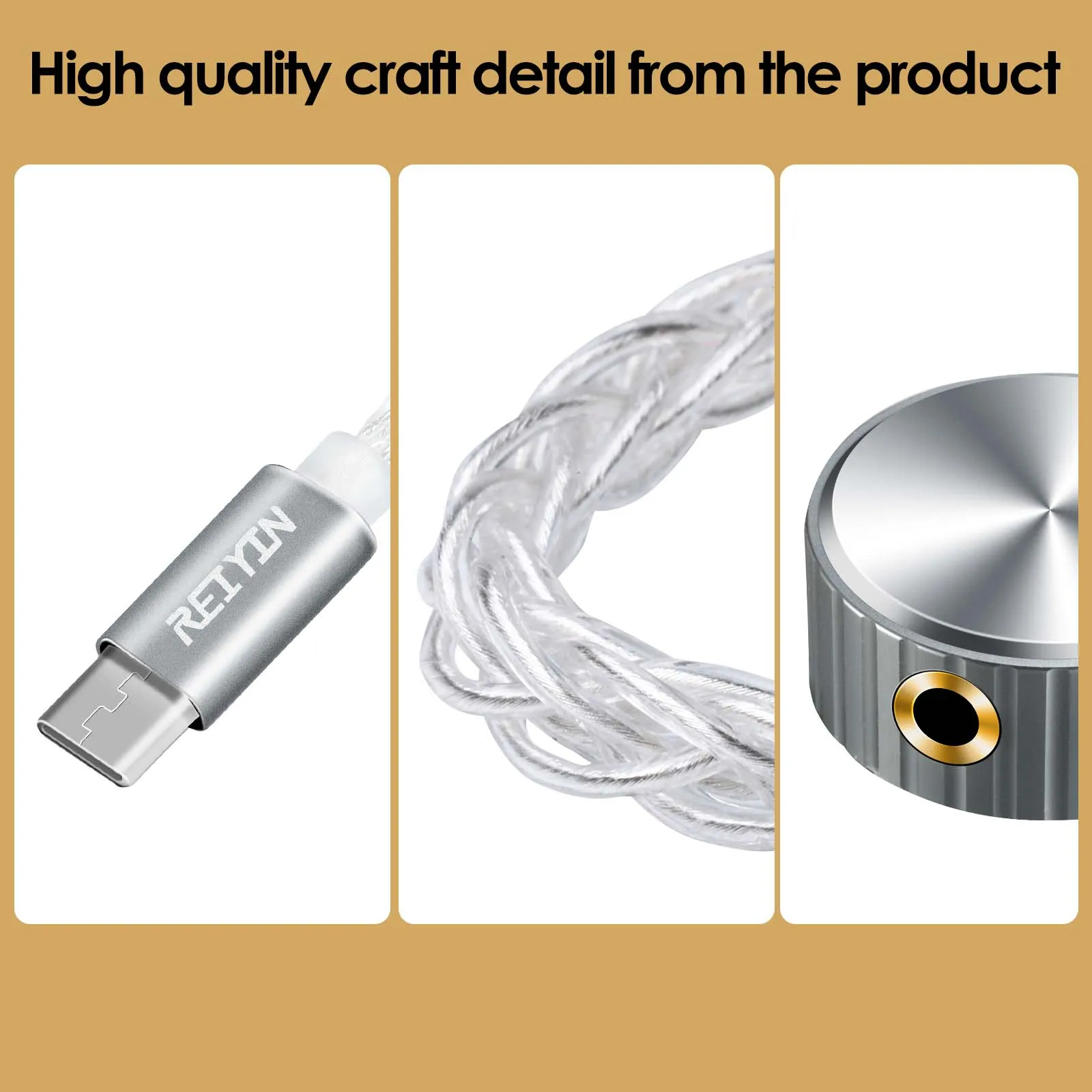 Reiyin DA-07 384Khz 32bit USB Type C to 4.4mm Balanced Output DAC Earphone Amplifie Digital Decode